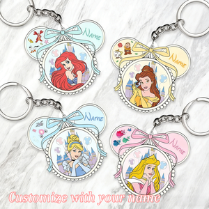 Llavero Personalizado de <span class=keywords><strong>Princesa</strong></span> con Lazo y Castillo, Regalo de <span class=keywords><strong>Cenicienta</strong></span> y Bella para Niñas, Recuerdos de Fiesta y Regalos para el Día del Niño - Product Image 2