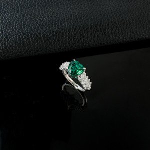S925 Sterling <b>Silver</b> Lab Created <b>Emerald</b> <b>Ring</b> - Product Image 4