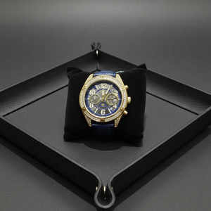 Reloj de Lujo para Hombre de Plata 925, Esfera Azul, Cuarzo Analógico, Diseño de Diseñador, Reloj de Pulsera Plateado con Bisel con Incrustaciones de Piedras - Product Image 2