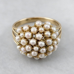 Anello Vintage da Donna con Fiori di Perle Finte e Gypsophila, Gioiello Elegante e alla Moda - Product Image 2