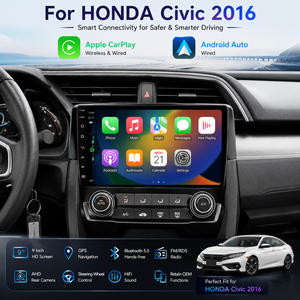 Autoradio 2 DIN 9 pouces pour Honda Civic 2016 avec Apple CarPlay, Android Auto, GPS, caméra AHD, <span class=keywords><strong>HiFi</strong></span>, RDS - Product Image 5