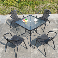 Ensemble de table à manger de jardin moderne L 80 imperméable en métal avec cadre en fer et chaises pour une utilisation en extérieur
