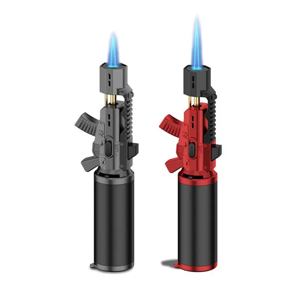 Accendino Butano Sottile Con Rotella A Pietra Focaia - Torcia Antivento In Metallo Portatile Per Candele E Barbecue (Color : B, Ricaricabile E Regolabile) - 2