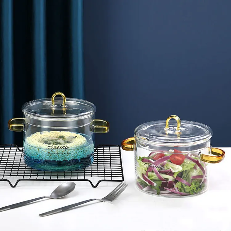 Жаропрочная боросиликатная кастрюля для кипячения, кухонная прозрачная кастрюля из боросиликатного стекла, используемая для домашней кухни