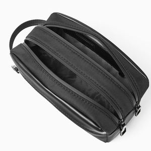 Pochette à cosmétiques imperméable en toile noire de haute qualité pour hommes, trousse de toilette en cuir de voyage, trousse de toilette Dopp pour hommes, vente en gros - Product Image 5