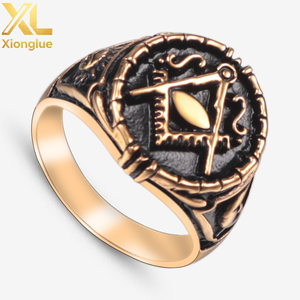 Bague d'insigne maçonnique en acier inoxydable 316 avec zircon, bijoux unisexes pour mariage, anniversaire, fête - Product Image 4