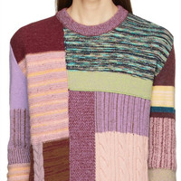 Pull à col rond en tricot extensible 100% coton, design personnalisé, patchwork multicolore, manches longues, respirant, automne