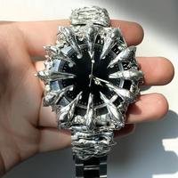 Montres en acier inoxydable avec cadran personnalisé, mouvement à quartz Alabaster Spike, pour hommes et femmes, avec décorations gothiques en étain soudé.