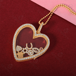 Gemnel circón corazón cristal encanto medallón 925 Plata personalizable colgante personalizado recuerdo joyería con cadena y dijes - Product Image 4