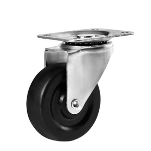 <span class=keywords><strong>Roulette</strong></span> en caoutchouc noir pour travaux légers de 25 à 100mm, frein mobile, tige filetée à plaque fixe, <span class=keywords><strong>Roulette</strong></span> NP - Product Image 1