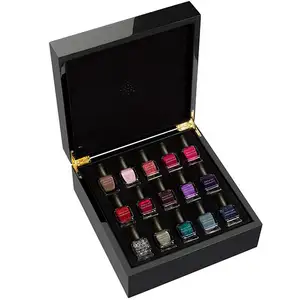 Luxe black piano wooden packaging gift set watch jewelry gel nail polish lacquer box