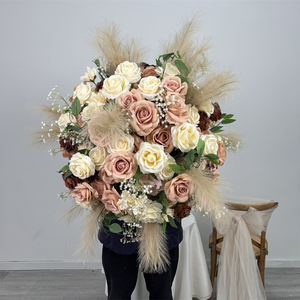 Bola de Flores Artificiales de Seda de Tamaño Personalizado, Realista, de Alta Simulación, Centros de Mesa Decorativos para Bodas, Rosa - Product Image 3