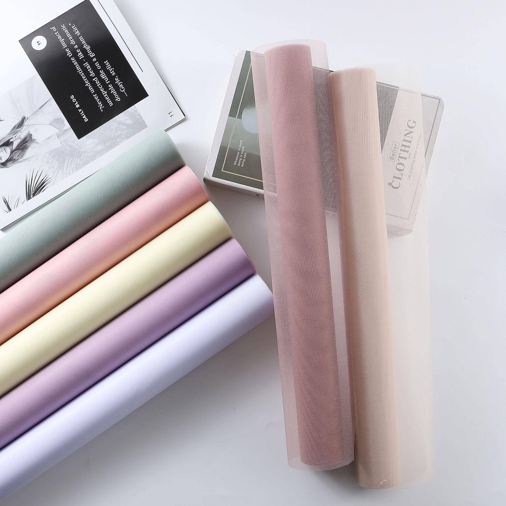 Soft Gloss Yarn Korean Flower Bouquet Wrapping Paper Matte Mesh Roll Florist Material Supplies Floral Gift for Packaging