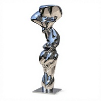 Sculpture abstraite moderne en acier inoxydable poli sur mesure pour la décoration extérieure de la maison