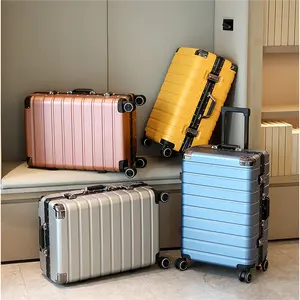 High quality aluminum frame luggage zipperless carry on PC suitcase lightweight business bags OEM ODM travel luggage