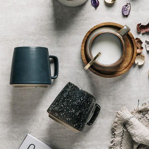 Vendita calda glassa maculata <span class=keywords><strong>vintage</strong></span> ogni giorno usato latte personalizzato tazza di <span class=keywords><strong>caffè</strong></span> in ceramica <span class=keywords><strong>set</strong></span> di tazze da tè con piatto di bambù - Product Image 5