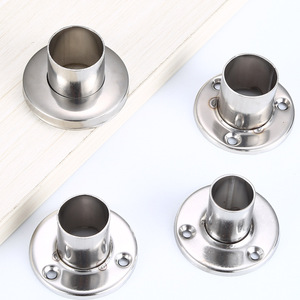HANFENG Stainless Steel Pipe Flange Base 304 Thickened Rod Bracket For <b>Wardrobe</b> Towel Rack <b>Hardware</b> Connector - Product Image 3