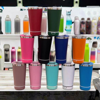 Cangkir Tumbler kopi bir Speaker musik Bluetooth nirkabel 16oz dengan tutup luar ruangan dinding ganda Speaker musik pesta Tumbler