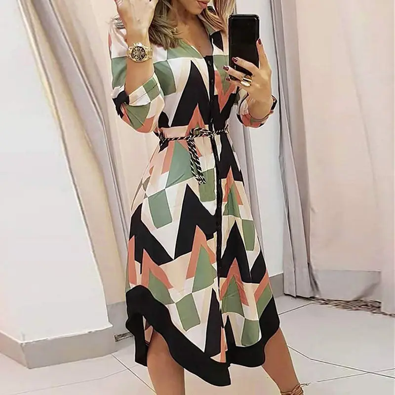 High Waist T Shirt Dress Midi Work Sun Dresses for Women Printed Short Sleeve 2024 Wholesale Casual High Quality Summer 1 Piece