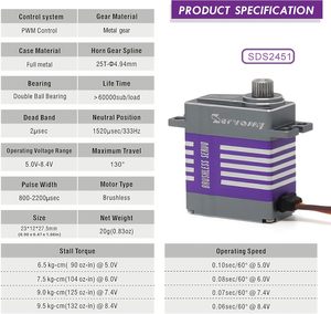 เซอร์โวมินิ <span class=keywords><strong>RC</strong></span> 450 ความแม่นยำสูง มอเตอร์ไมโครเซอร์โวแบบไร้แปรงถ่าน 9 กก. 0.07 วินาที 8.4 โวลต์ เกียร์โลหะ ตัวเรือนอะลูมิเนียม 8000P สำหรับใช้กับเฮลิคอปเตอร์ - Product Image 3
