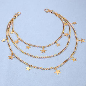Chaîne de taille étoile dorée multicouche style hip-hop pour pantalon, usage quotidien, en alliage de zinc - Product Image 3