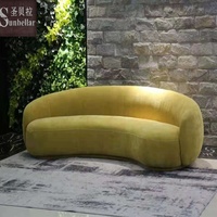 Otel lobisinde yuvarlak kanepe modern buklet kumaş yarı daire ay şekli kanepe düşük kol oturma odası lüks salon kanepe