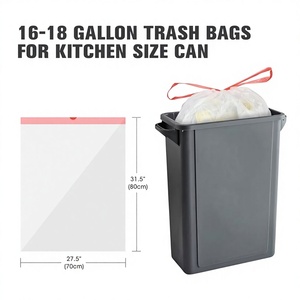 Bolsas de Basura Resistentes para Cocina con Asa de Cordón Roja, Bolsas de Basura Desechables Blancas de LDPE a Prueba de Fugas, al por Mayor - Product Image 4