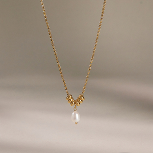 Collier pendentif J&D Jewelry <span class=keywords><strong>en</strong></span> or 18 carats et acier inoxydable avec perles d'eau douce véritables et perles métalliques pour femmes, cadeau élégant - Product Image 4