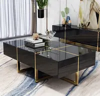 Table basse en bois avec tiroirs, meuble de luxe de haute qualité, pour salon et maison