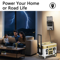 Centrale Électrique Portable 5kW 5000Wh avec Batterie LiFePO4, Onduleur à Onde Sinusoïdale Pure, Générateur Solaire sur Chariot pour Camping en Plein Air, Camping-car et Alimentation de Secours Domestique