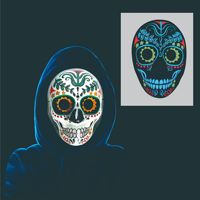 Masque de fête d'Halloween lumineux 3D en plastique à lumière froide, motif fantôme effrayant