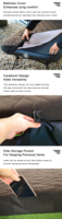 Lit de camping pliable portable avec matelas gonflable, hauteur réglable, multi-usages pour le camping, le bureau, la maison
