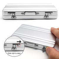 Boîte à bijoux rectangulaire en aluminium, organiseur, porte-cartes d'identité et de crédit professionnel, mini-valise, étui métallique pour cartes bancaires