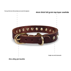 <span class=keywords><strong>Collar</strong></span> de Cuero Vacuno Genuino con Tachuelas de Diamantes de Imitación, Ligero y Ajustable, Brillante, para Perros y Gatos - Product Image 6