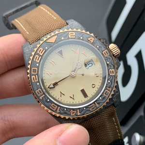<span class=keywords><strong>Montre</strong></span> mécanique automatique pour homme, haute qualité, boîtier en fibre de carbone vintage, cadran lumineux, bracelet en nylon 20 mm, luxe, hip hop, verre saphir - Product Image 4
