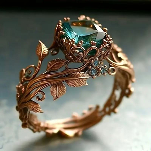 Bague en alliage pour femme, design innovant populaire en forme de feuille, style vintage simple et léger, bijoux tendance en gros - Product Image 1