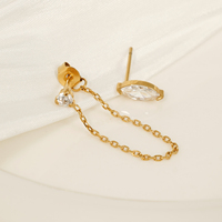 CLIORO Juego de Pendientes Hipoalergénicos Delicados para Mujer: Pendientes de Tuerca con Circonita Cúbica de Corte Marquesa para Doble Perforación y Pendientes Colgantes de Cadena con Circonita Cúbica Redonda