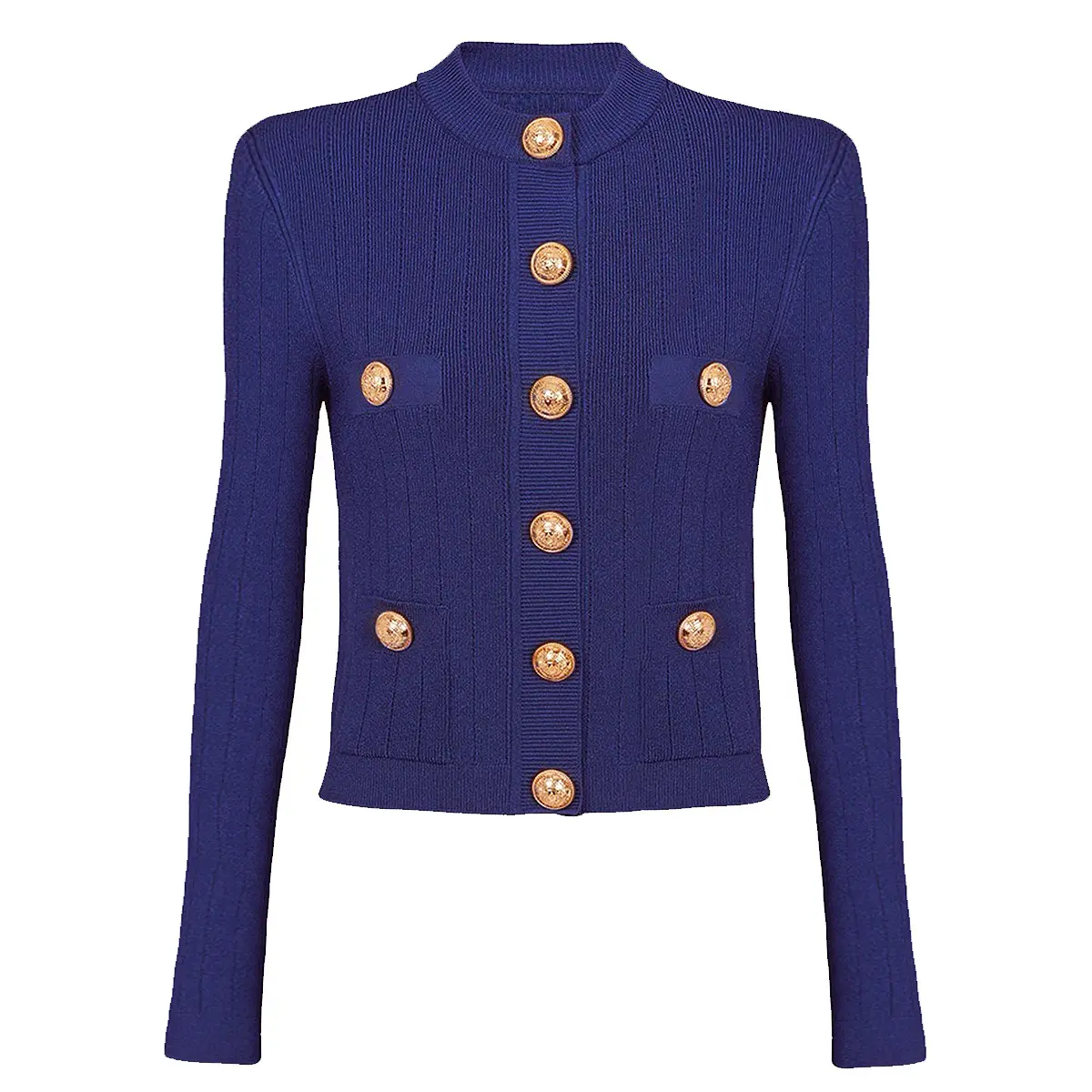 New dropshipping wholesale hot fashion and elegant knitwear long sleeve crewneck button up cardigan woolen jacket women