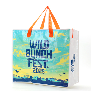 Custom Letter Printed Durable Medium Size PP Grocery Bags Reusable Foldable Shopping Bags for Daily Advertising Gift