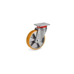 TELLURE ROTA - 657802 TR' roues en polyuréthane, centre en aluminium, support de plaque supérieure pivotante type EP-largeur de roue 30mm, ø 100 mm - Product Image 1