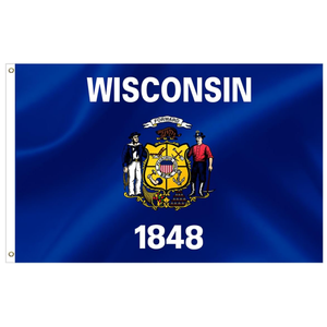 Drapeaux d'États américains en polyester 3x5FT du Wisconsin avec œillets métalliques pour fêtes, défilés, événements sportifs et décorations extérieures - Product Image 1