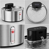 Fontaine à eau rechargeable pour animaux de compagnie 3,2 L, distributeur d'eau sans fil pour chat, acier inoxydable 304, commande tactile, fontaine à eau silencieuse