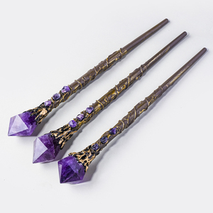 Wholesale Natural Amethyst Crystal Magic <strong>Wand</strong>, Hand Carved Gemstone <strong>Witch</strong> <strong>Wand</strong> for Altar Ritual Cosplay - Product Image 6