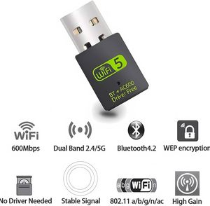 อะแดปเตอร์ไวไฟแบบพกพา ชิป <span class=keywords><strong>Realtek</strong></span> 8821CU ไร้สาย 600Mbps มินิดองเกิล BT USB ไม่ต้องใช้ไดรเวอร์ เสาอากาศในตัว สำหรับพีซี/แล็ปท็อป/แท็บเล็ต - Product Image 4