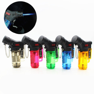 Refillable <b>Windproof</b> Torch <b>Lighter</b> Jet Flame Butane Gas <b>Lighter</b> Transparent Body Portable for Cigarette Cigar BBQ Camping - Product Image 1