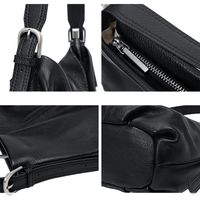 Sac hobo SHX en cuir véritable personnalisé - Sac fourre-tout souple et décontracté avec bandoulière réglable, fermeture éclair, grande capacité, grain de galet