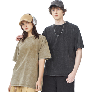 Wholesale Men's 250GSM 100% Cotton Blank T-shirt Vintage Acid Wash Oversized Streetwear Plain Casual Heavyweight - Product Image 4