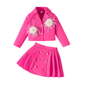 Completo Autunnale per Bambine, Giacca in Denim Stile Western Retrò di Alta Qualità con Pantaloni, Set Due Pezzi - Product Image 1