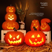 Juego de Faroles de Calabaza de Plástico con Luces LED para Halloween, Decoraciones de Araña para Interiores y Exteriores, para Fiestas, Hogar y Jardín, OEM