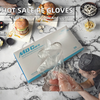 Gants jetables transparents en PE, gants en plastique flexibles pour barbecue, salon de coiffure, préparation alimentaire
